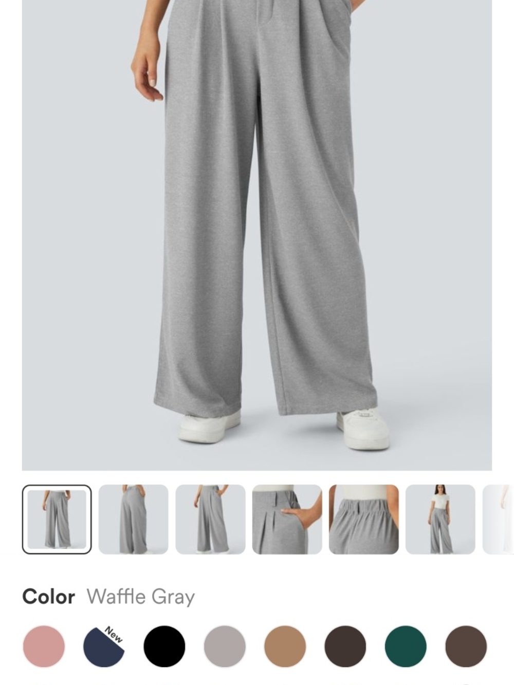 HALARA Waffle Gray Wide-Leg Pants